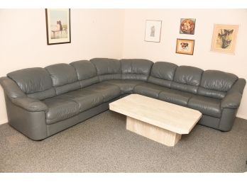 A Grey Leather Sectional Sofa