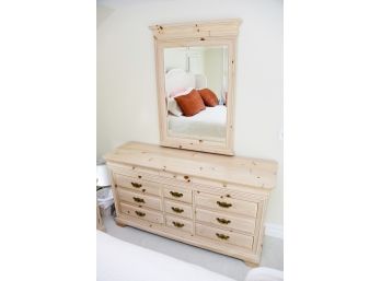 Link Taylor Washed Finished Knotty Pine Long Dresser With Dressing Mirror