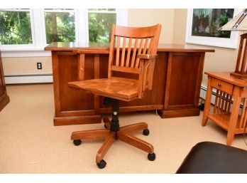 Maple Rolling Wood Office Arm Chair