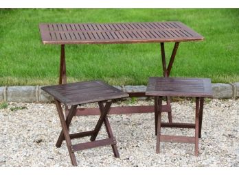 Wooden Folding Table With Benches