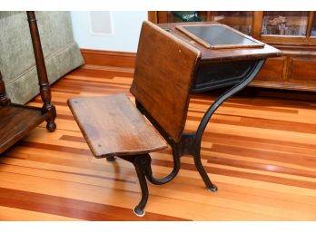 Antique Student Desk By A.S Co. With Antique Writing Tablet