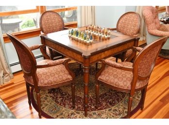 Ethan Allen Game Table With 4 Matching Arm Chairs