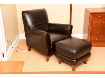 Caliaitalia Black Leather Arm Chair & Ottoman