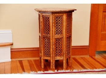 Sheesham Table With Floral Inlay & Accents