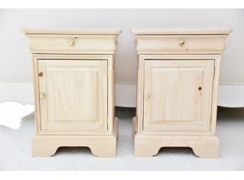 A Pair Of Link Taylor Washed Finish Knotty Pine Nightstands