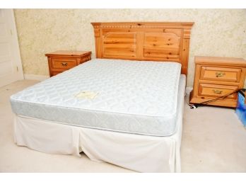 Knotty Pine Full Bed & Headboard With Serta Mattress