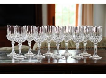 Set Of 10 Crystal White Wine Glasses