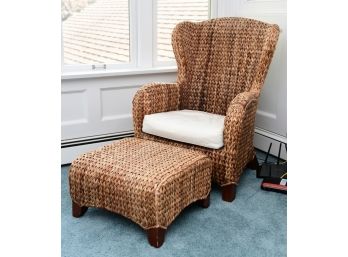 Pottery Barn Sea Grass Arm Chair & Ottoman Lot 2