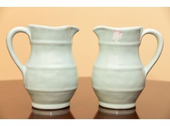 Pair Of Deartis Blue Pitchers Made In Portugal