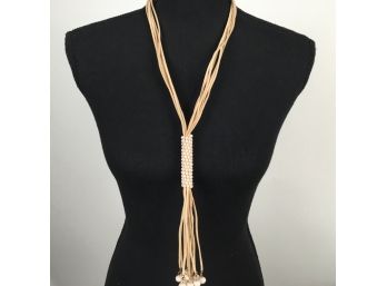 Blush Pink Leather Necklace With Beads