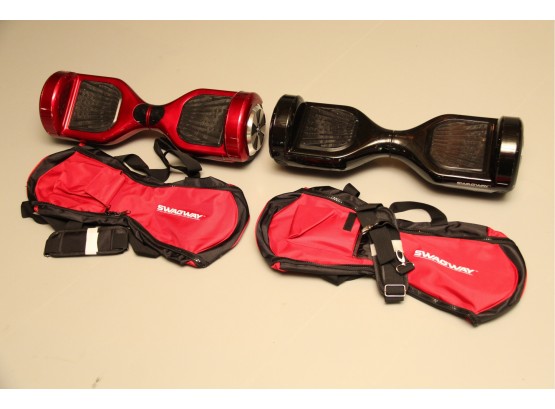 A Pair Of Red And Black Swagway Hoverboards (Missing Chargers!)