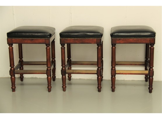 A Trio Of Frontgate Stools With Nailhead Trim