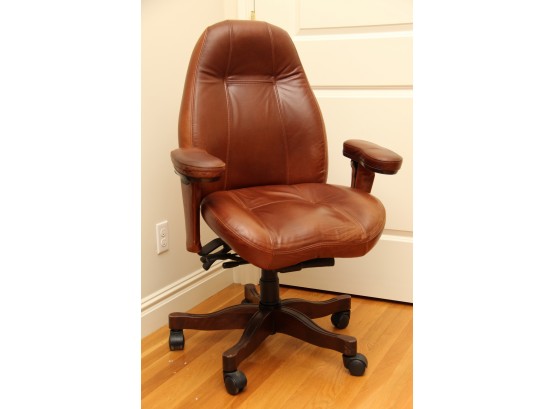 A Brown Leather Adjustable Office Chair By Lifeform