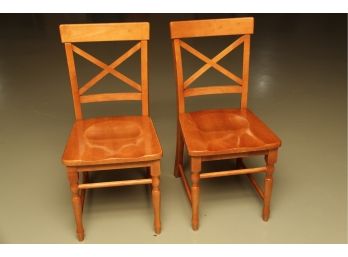 A Pair Of Pier One Imports Wood Chairs