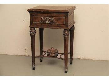 Leather Top Chest Night Stand With Griffin Motif