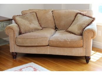 A Striped Fabric Love Seat Sofa