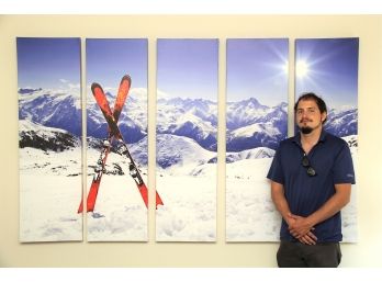 Large Five Panel Ski Mountain Canvas Print