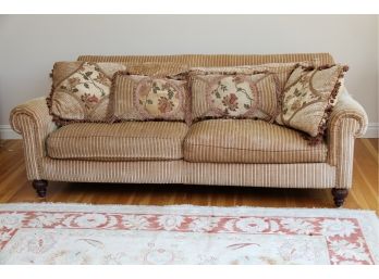 A Large Striped Fabric Sofa