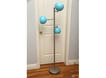 A Modern Light Blue Globe 3 Armed Floor Lamp