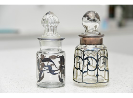 Pair Of Silver Decorated Jars