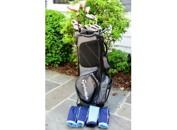 Set Of Taylor Made Gold Clubs And Bag
