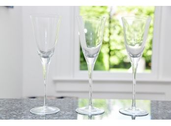 Trio Of Fine Crystal White Wine Glasses