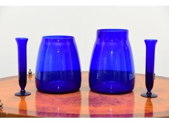 Set Of Cobalt Blue Vases