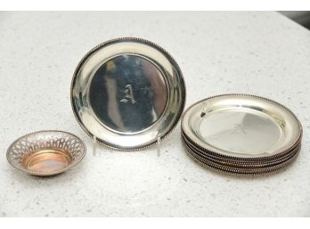 Set Of Sterling Silver Monogrammed Plates (788 Grams Total)