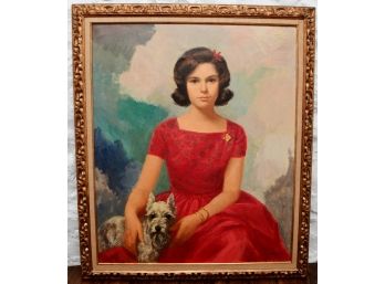 Painted Portrait Of A Teenage Girl And Her Dog