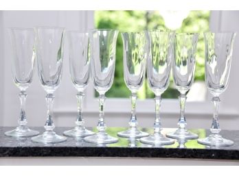 Set Of 8 Crystal Champagne Flutes