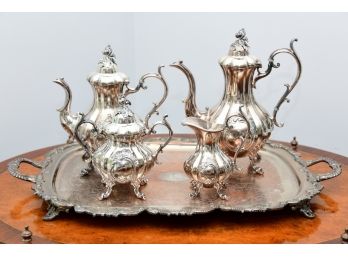 Beautiful And Highly Decorated Reed And Barton 'Winthrop' Silver Plated Tea Set With Tray