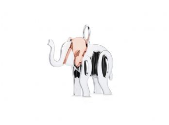 Tiffany Save The Wild Elephant Charm In Silver And Rose Gold