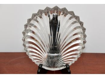 A Heavy Lead Crystal Scallop Shell Bowl
