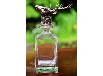 A Pewter Deer Head Topped Glass Decanter