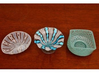 A Set Of Three Murano Glass Style Petite Dishes