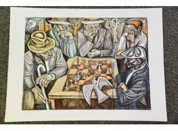 A Pencil Signed And Numbered Serigraph Chess Move By Irving Amen