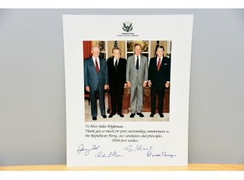 A Personalize Presidential Signed Photo Including Ford, Nixon, Bush And Reagan