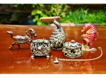 A Collection Of Bejeweled Trinket Boxes  In The Style Of Jay Strongwater