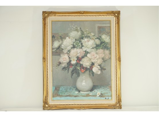 A Signed Oil On Canvas Floral Vase Still Life