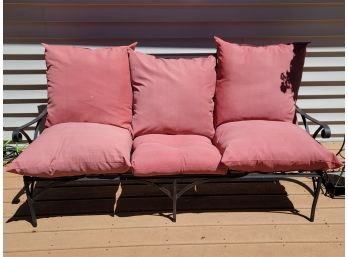 A Wrought Iron 3 Seater Sofa And Cushions