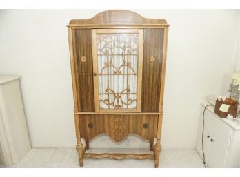 An Ornate Antique Wooden China Cabinet (Contents Not Included)