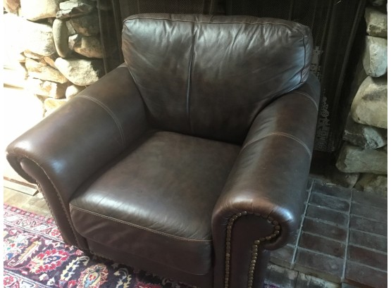 Brown Leather Nailhead Club Chair