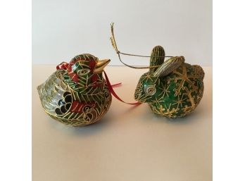 NYCO Enameled Art Faberge Bird & Rabbit Ornaments