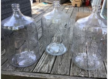 3 Five Gallon Glass Water Jugs