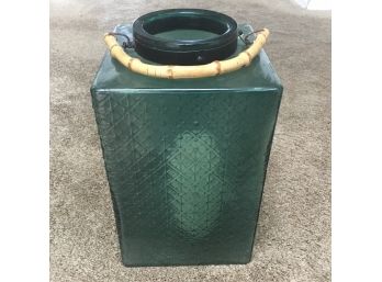 Giant Green Glass Candle Holder With Handle