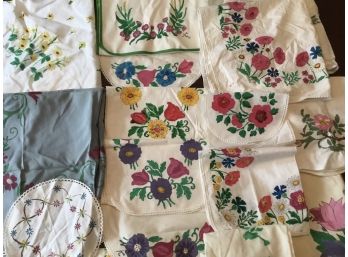 Collection Of Hand Painted Linens Flowers