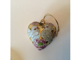NYCO Victorian Enameled Heart With Lovebirds