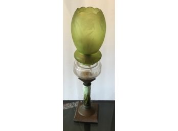 Green Glass Lamp/Candle Holder