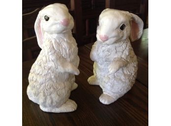Pair Of Large Ceramic Easter Bunnies