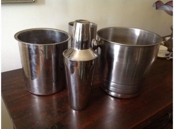 Stainless Steel Ice Bucket,  Cocktail Shakeer & Wine Holders